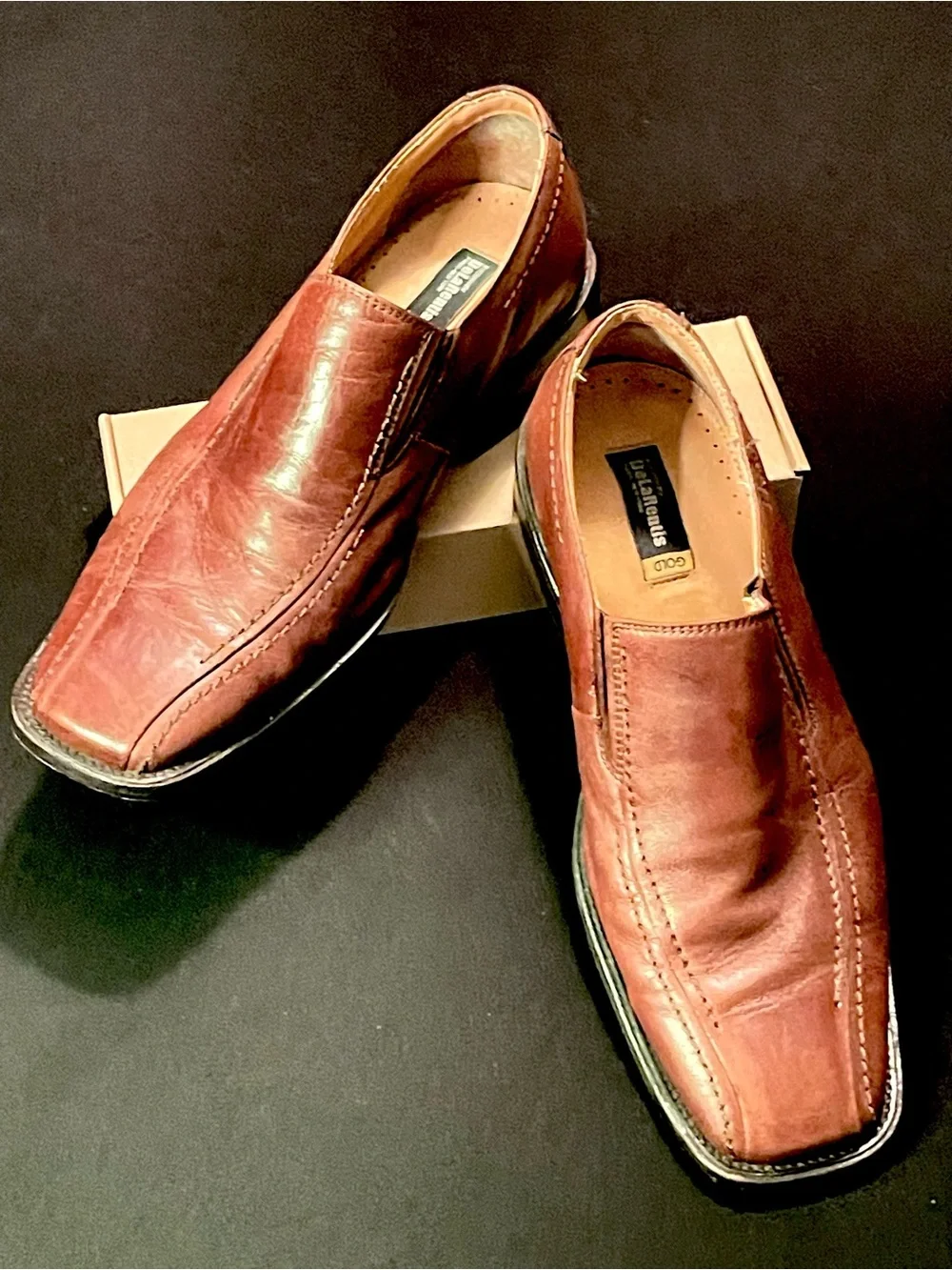 10M Oscar de la Renta Men’s Leather Slip-On Loafers - Chestnut Brown
